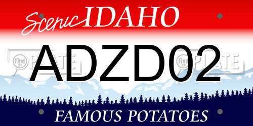ADZD02 Idaho License Plate