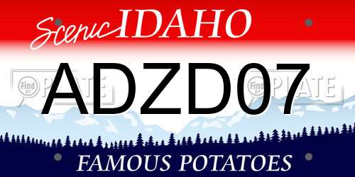 ADZD07 Idaho License Plate