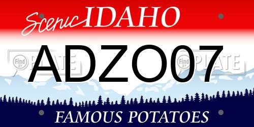 ADZO07 Idaho License Plate