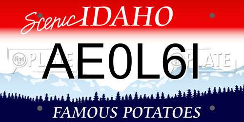 AE0L6I Idaho License Plate