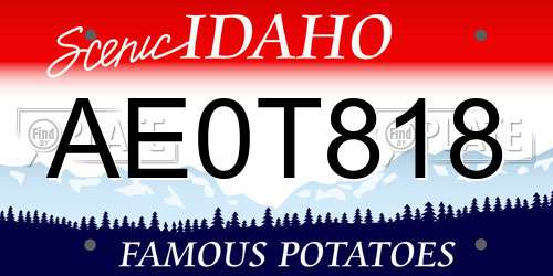 AE0T818 Idaho License Plate