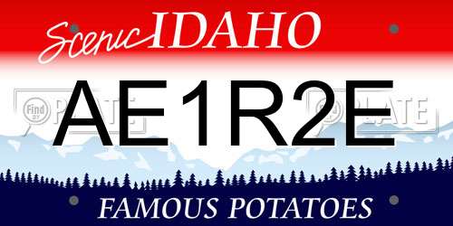 AE1R2E Idaho License Plate