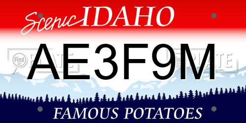 AE3F9M Idaho License Plate