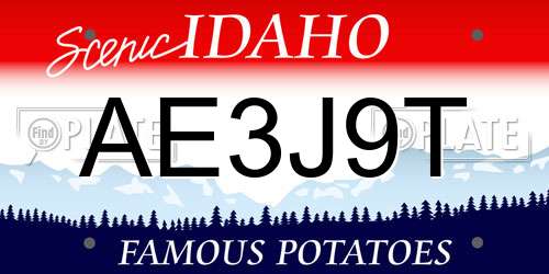 AE3J9T Idaho License Plate