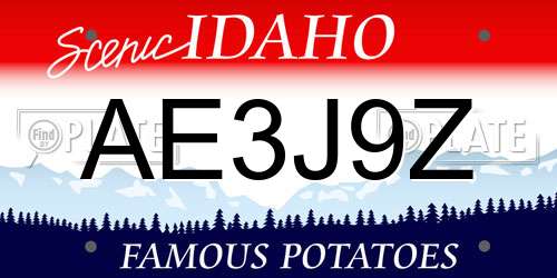 AE3J9Z Idaho License Plate