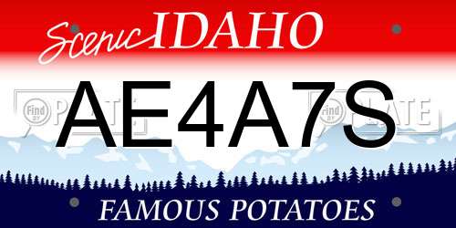 AE4A7S Idaho License Plate
