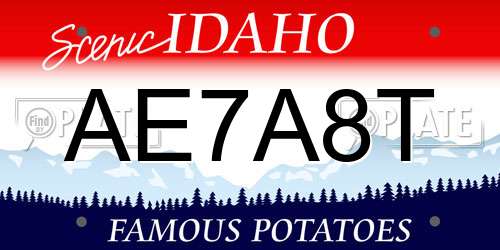 AE7A8T Idaho License Plate
