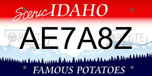 AE7A8Z Idaho License Plate