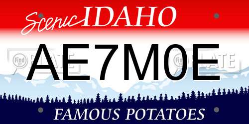 AE7M0E Idaho License Plate