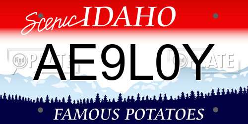 AE9L0Y Idaho License Plate