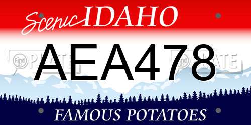 AEA478 Idaho License Plate