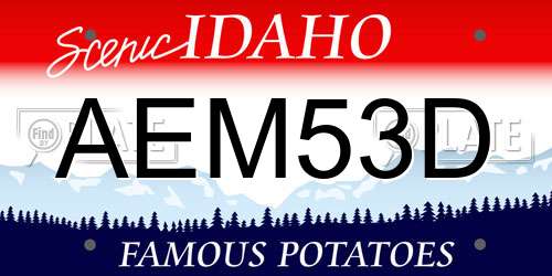 AEM53D Idaho License Plate