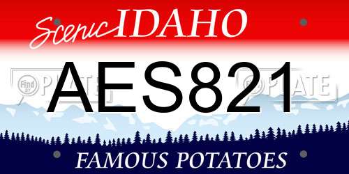 AES821 Idaho License Plate
