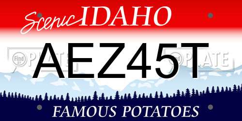 AEZ45T Idaho License Plate
