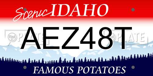 AEZ48T Idaho License Plate
