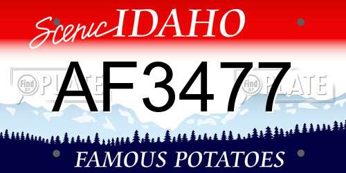 AF3477 Idaho License Plate