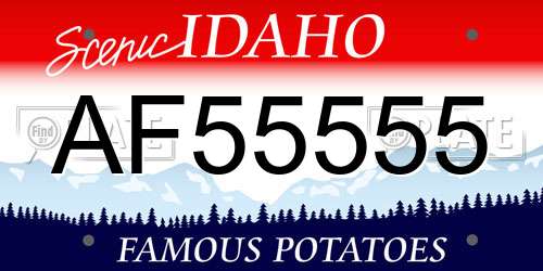 AF55555 Idaho License Plate