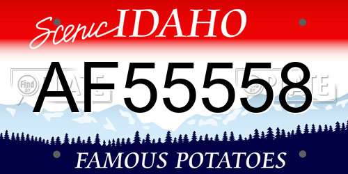 AF55558 Idaho License Plate