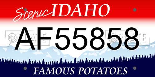 AF55858 Idaho License Plate