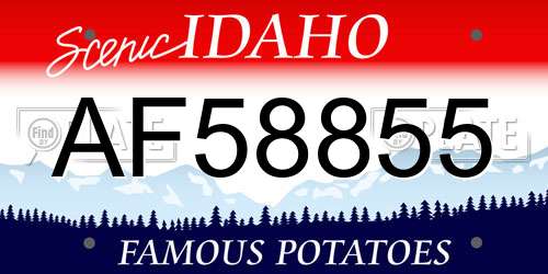 AF58855 Idaho License Plate