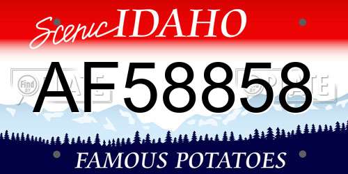 AF58858 Idaho License Plate