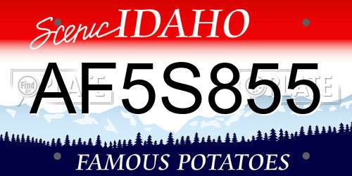 AF5S855 Idaho License Plate