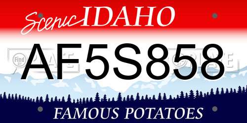 AF5S858 Idaho License Plate