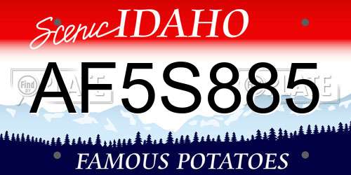 AF5S885 Idaho License Plate