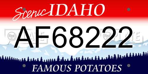 AF68222 Idaho License Plate