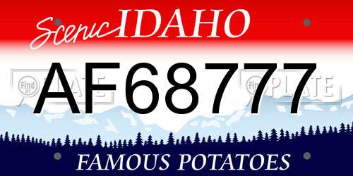 AF68777 Idaho License Plate