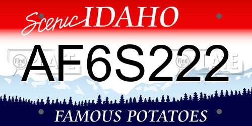 AF6S222 Idaho License Plate