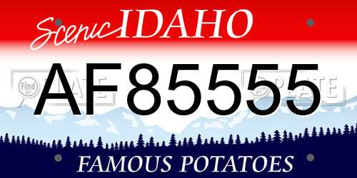 AF85555 Idaho License Plate