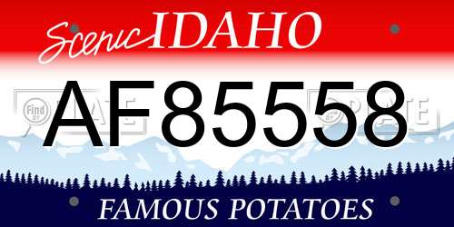 AF85558 Idaho License Plate