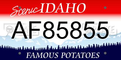 AF85855 Idaho License Plate