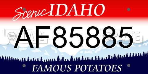 AF85885 Idaho License Plate