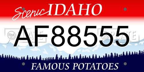 AF88555 Idaho License Plate