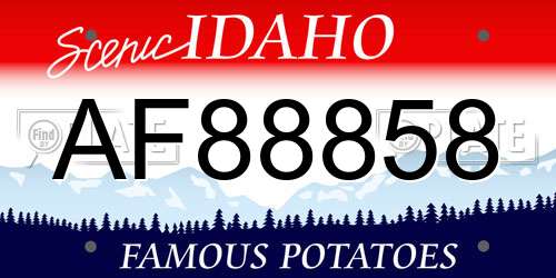 AF88858 Idaho License Plate