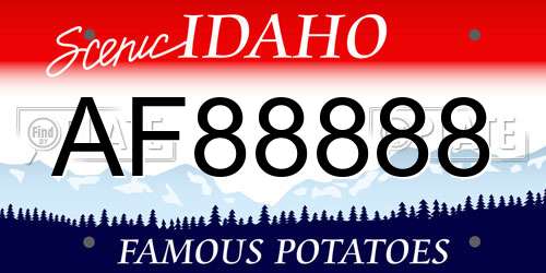 AF88888 Idaho License Plate