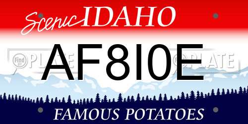 AF8I0E Idaho License Plate