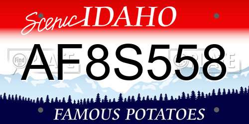 AF8S558 Idaho License Plate