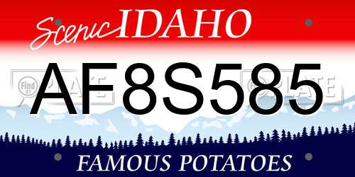 AF8S585 Idaho License Plate