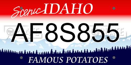 AF8S855 Idaho License Plate