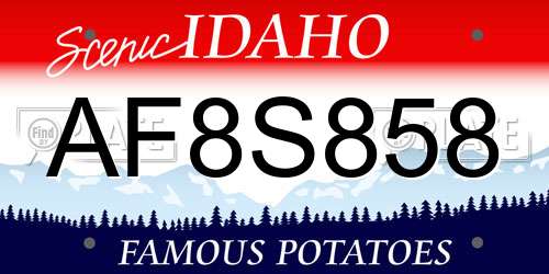 AF8S858 Idaho License Plate
