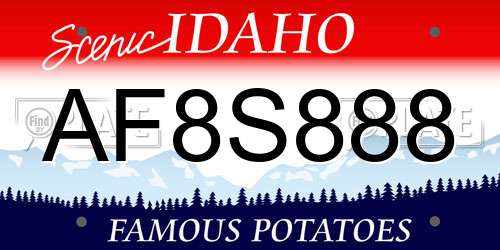 AF8S888 Idaho License Plate