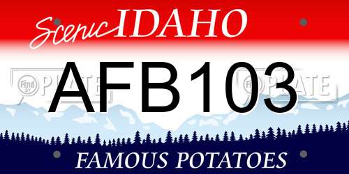AFB103 Idaho License Plate