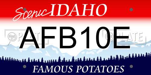 AFB10E Idaho License Plate