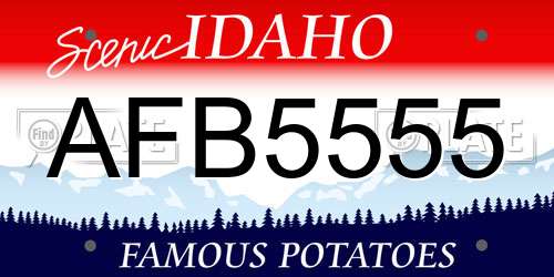 AFB5555 Idaho License Plate