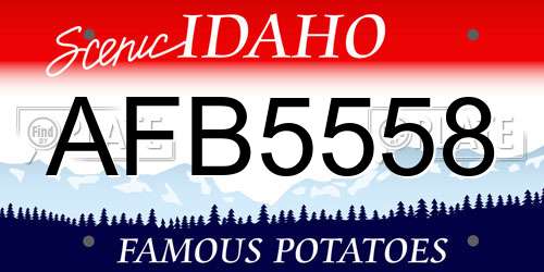 AFB5558 Idaho License Plate