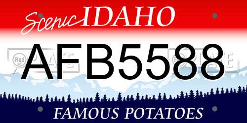 AFB5588 Idaho License Plate