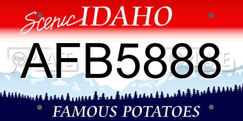 AFB5888 Idaho License Plate